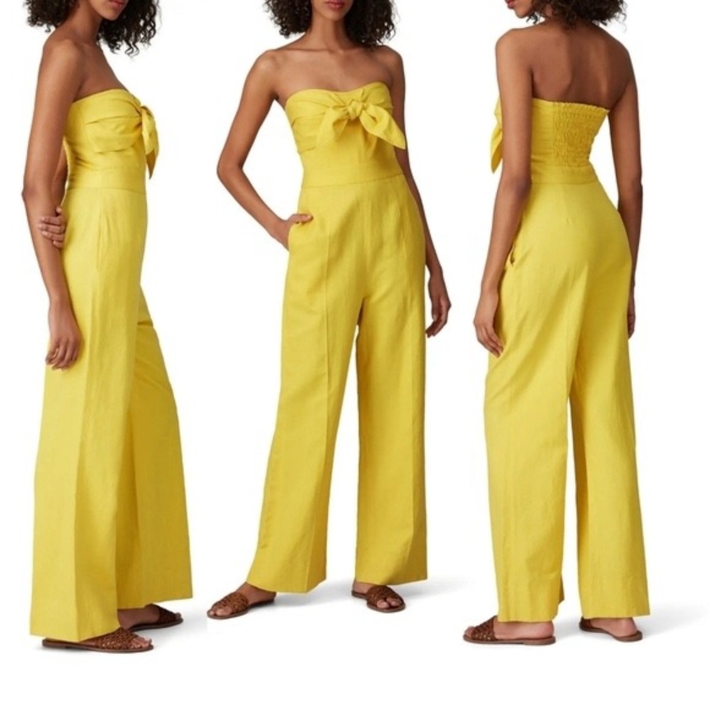 10 Crosby Derek Lam Yellow Alene Tie Front Sleeveless Wide Leg‎ Jumpsuit - 0